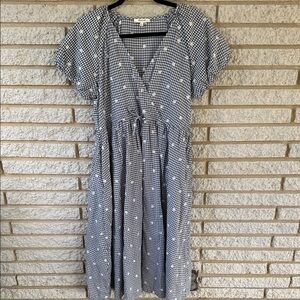 Madewell Navy Gingham Midi Dress with White Details